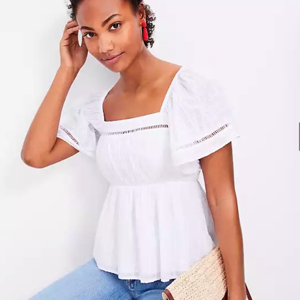 LOFT Ivory Textured Top | XL